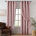 Double Layer Blackout Curtains with Sheer Overlay for Bedroom