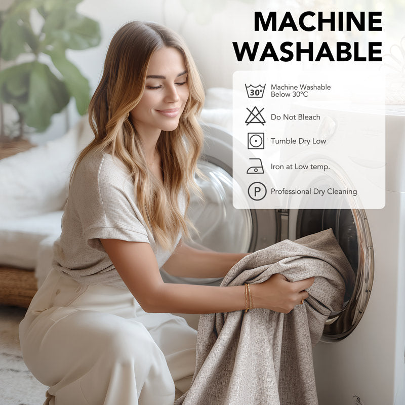 100% Blackout Faux Linen Curtains - Thermal Noise Reducing Drapes