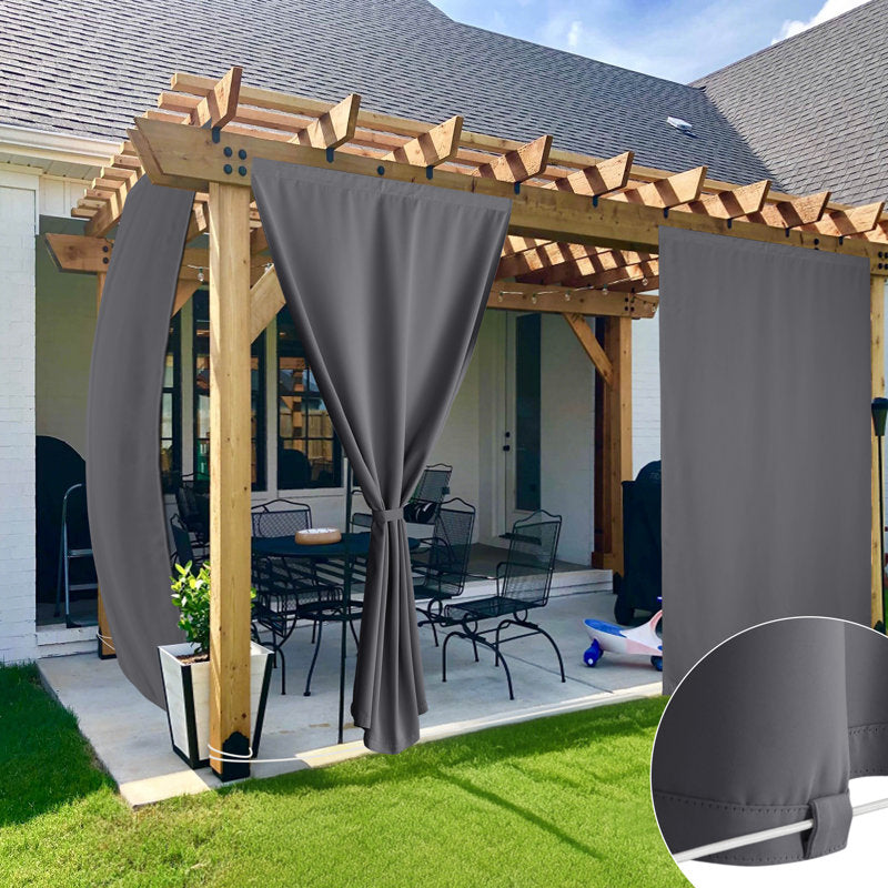 Rod-Free Outdoor Patio Curtains - Waterproof Gazebo Privacy Drapes