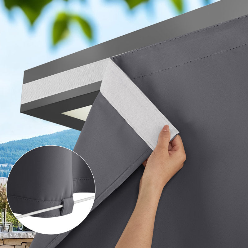Rod-Free Outdoor Patio Curtains - Waterproof Gazebo Privacy Drapes