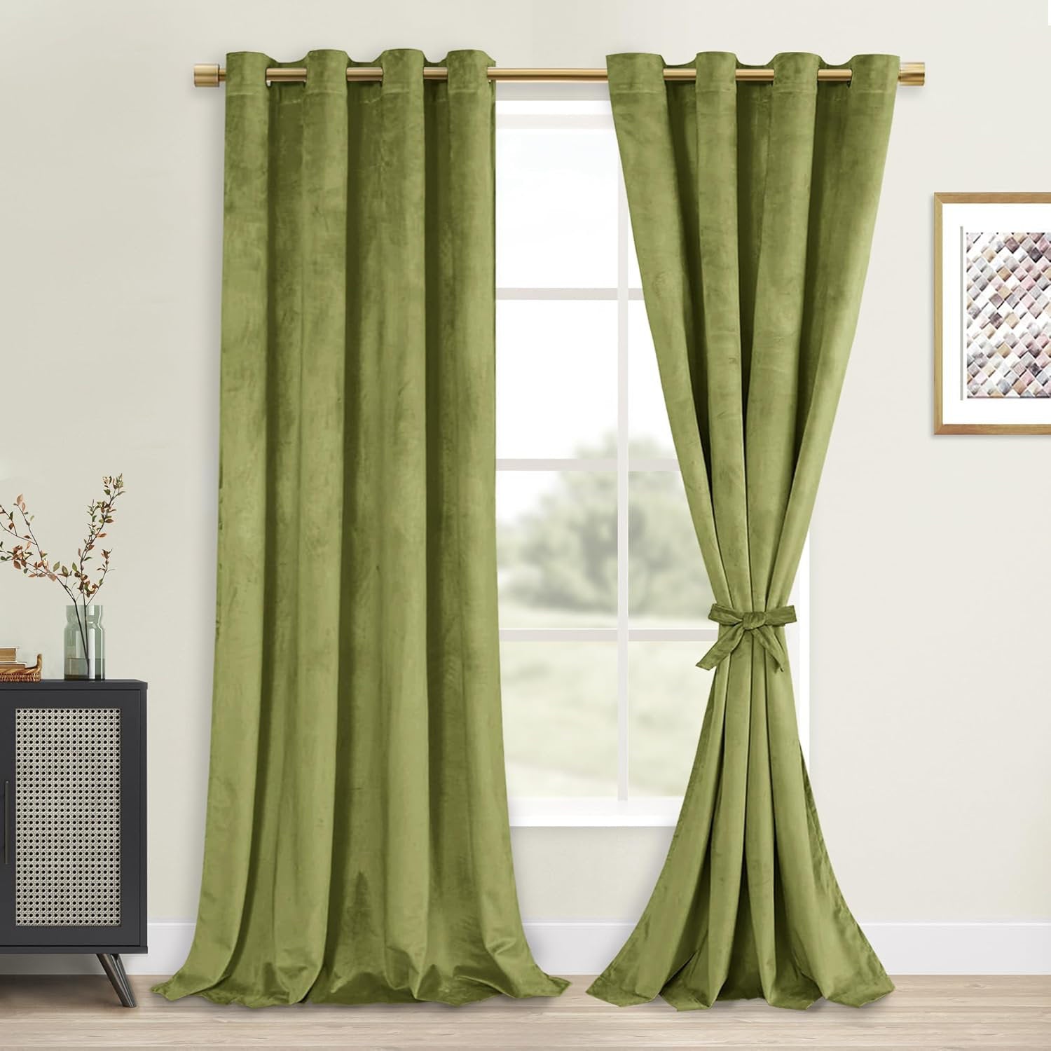 Luxury Velvet Curtains - 2 Panel Room Darkening Drapes for Bedroom