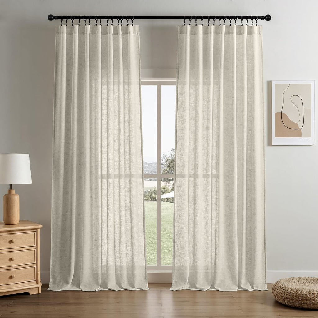 Linen Blend Light Filtering Curtains - Oatmeal 52x96 Set of 2