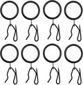 32-Piece Metal Drapery Curtain Rings with Pin Hooks - Black Set