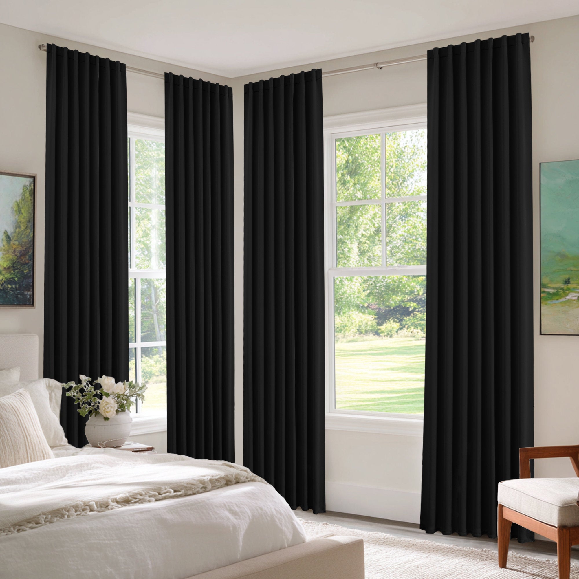 Blackout Curtain Set Thermal Insulated Polyester for Bedroom & Living Room