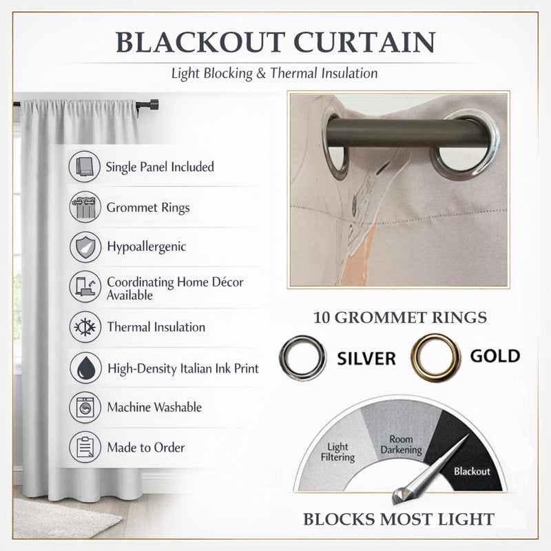 Abstract Modern Waves Blackout Curtain - Faux Linen Grommet Panel
