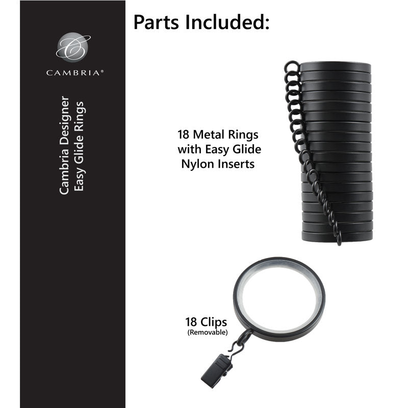 Metal Curtain Rings - Brushed Gold Easy Glide for 1-1.25" Rods