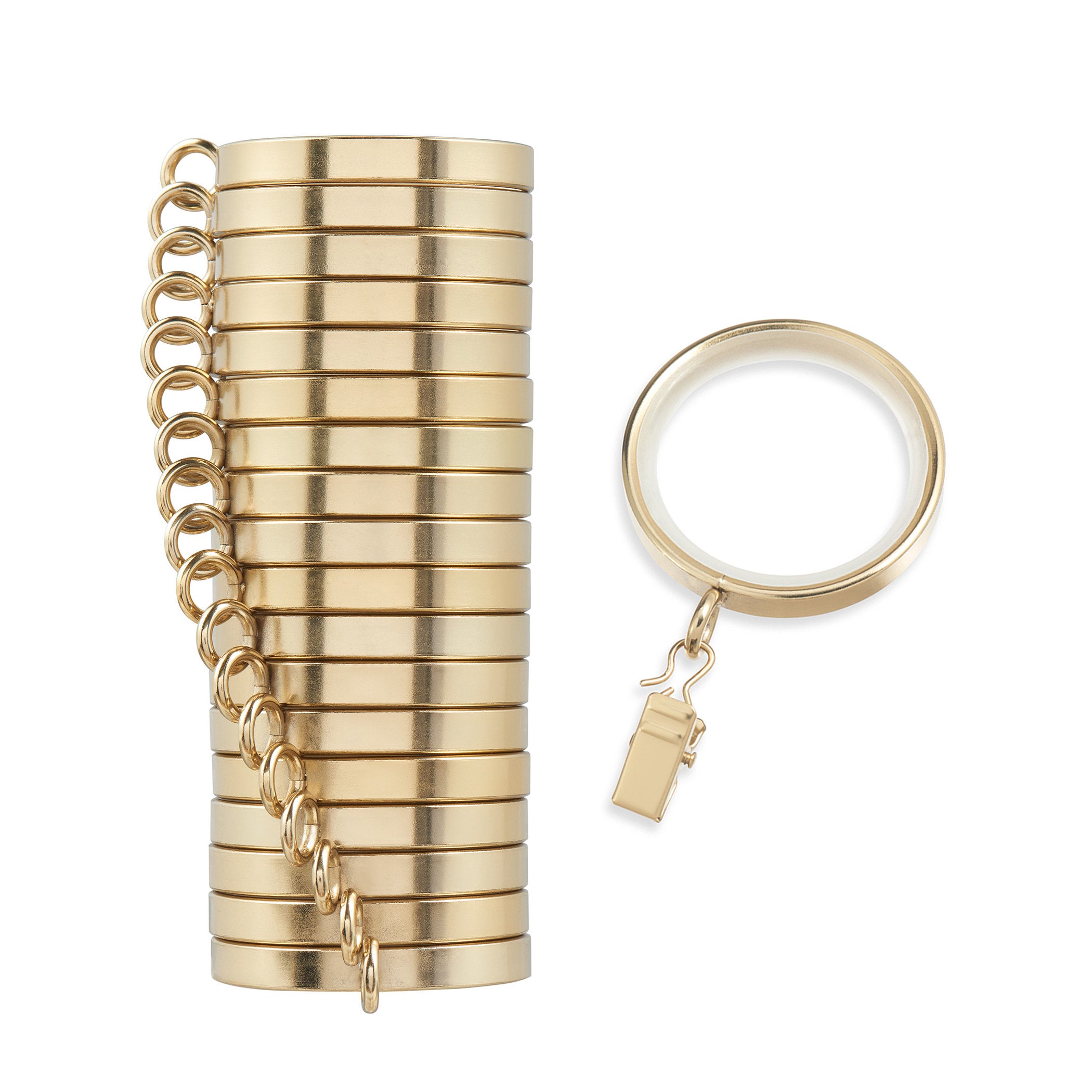 Metal Curtain Rings - Brushed Gold Easy Glide for 1-1.25" Rods
