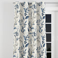 Blue Botanical Toile Velvet Curtains - Farmhouse Room Darkening Panel
