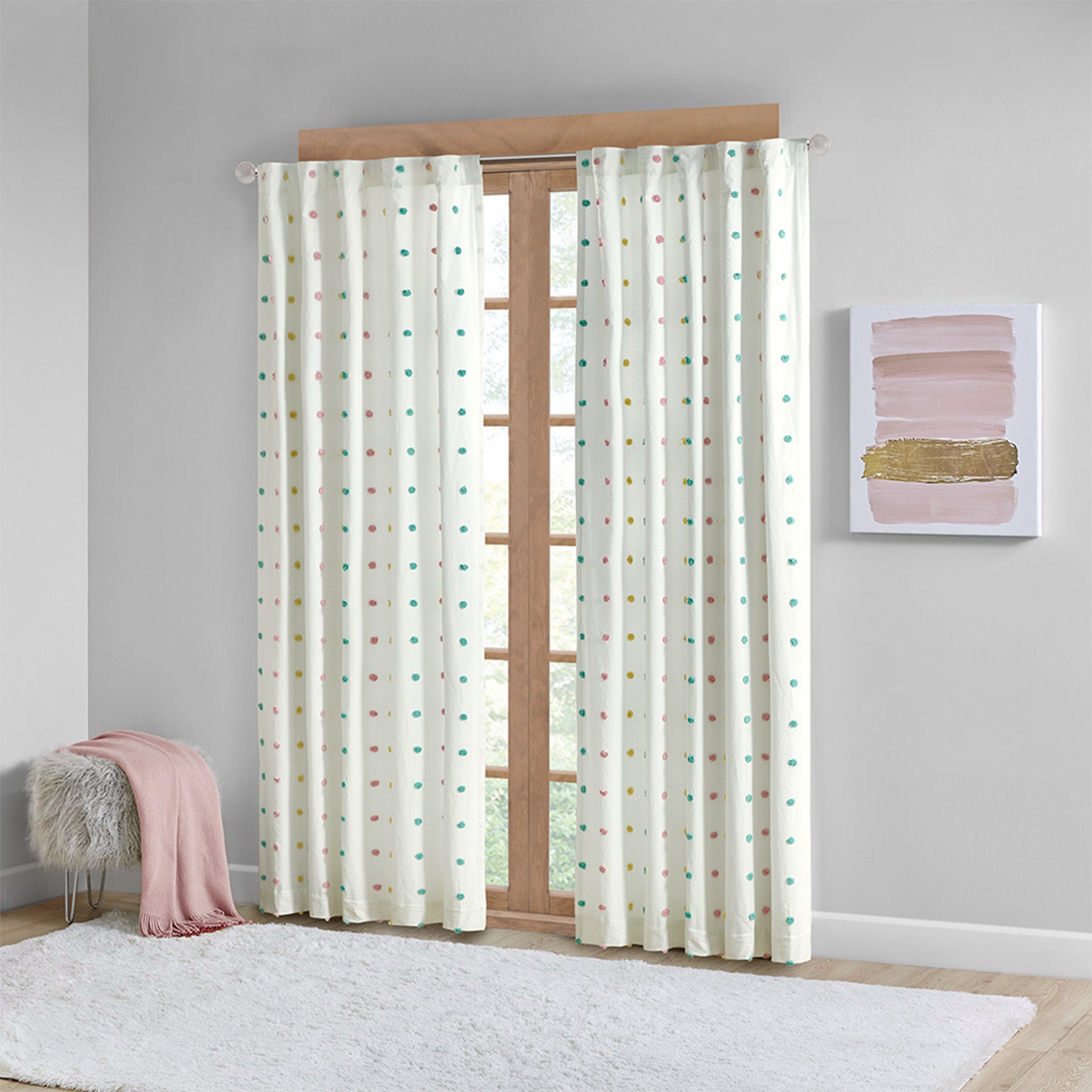 Donshay Cotton Blackout Curtain - Jacquard Pom Pom Window Panel