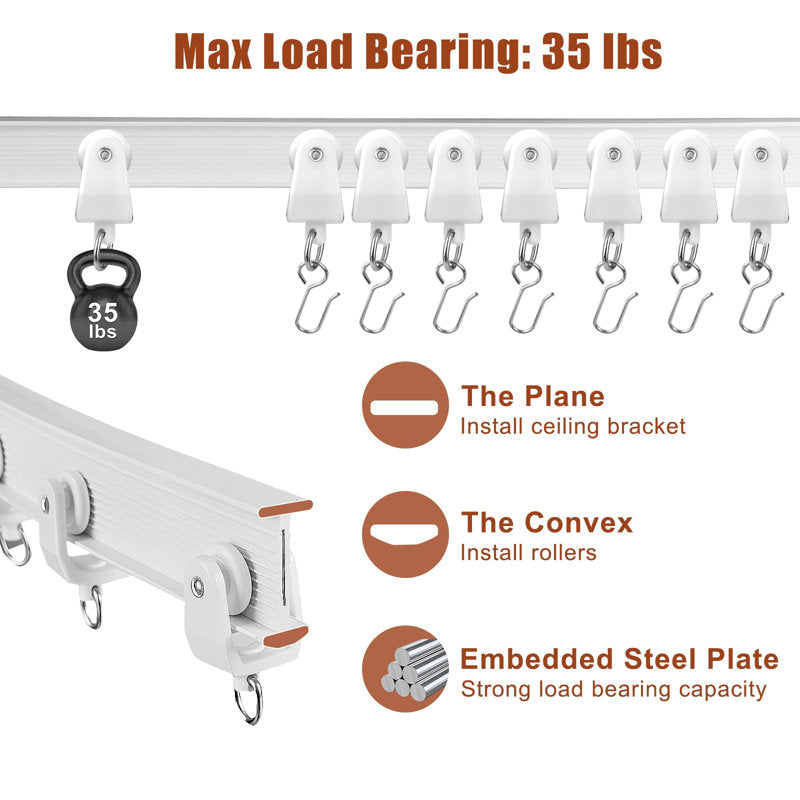Flexible Ceiling Curtain Track - Bendable PVC System for RV & Windows