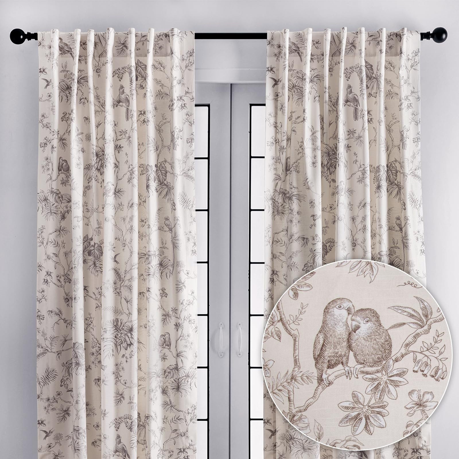 Maison d' Hermine Toile Cotton Curtains for Living Room (Set of 2)