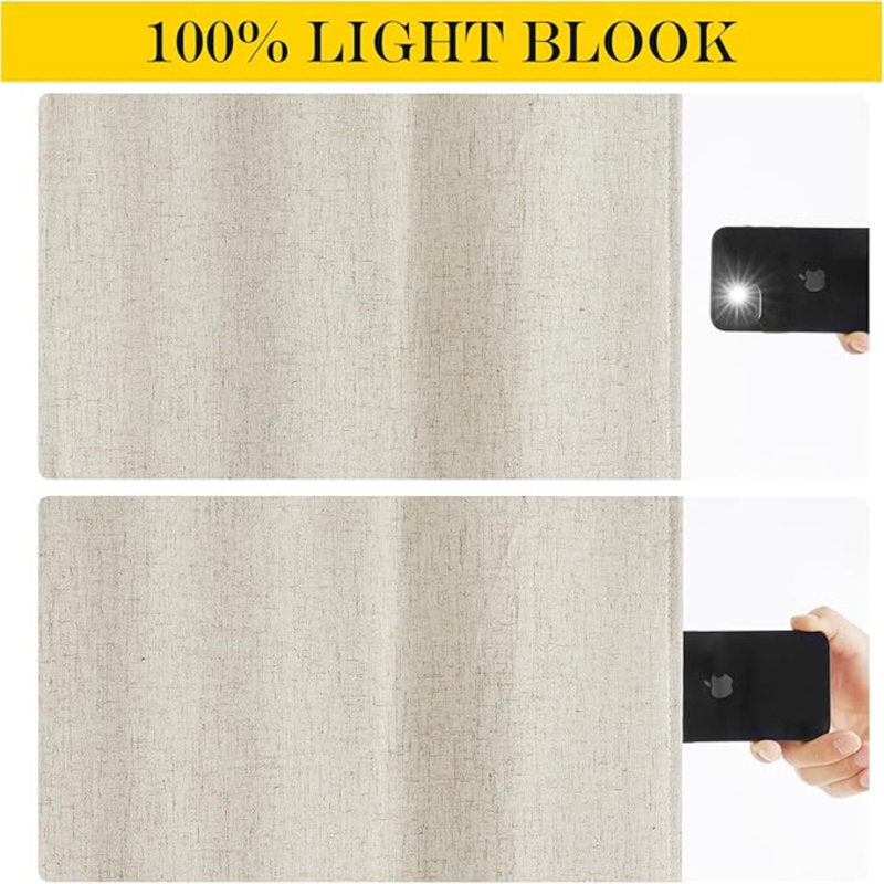 Blackout Linen Door Curtain for French & Patio Doors - 25" x 72"