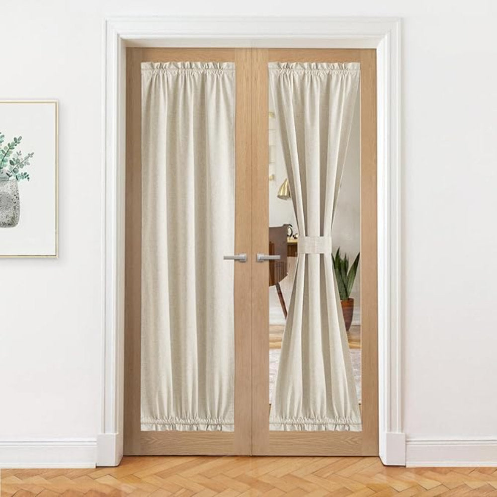 Blackout Linen Door Curtain for French & Patio Doors - 25" x 72"