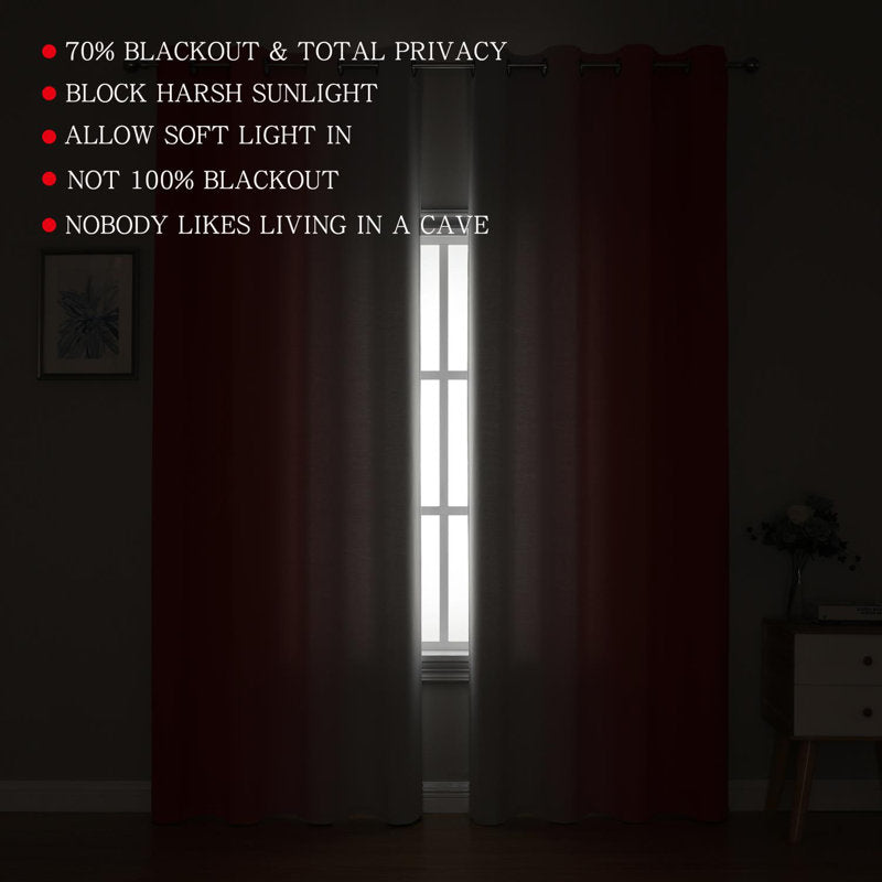 Ombre Blackout & Leaf Sheer Curtain Set - 4 Pcs for Living Room