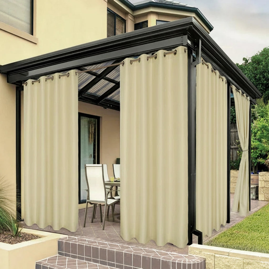 Outdoor Patio Curtain - Waterproof Polyester Privacy Drape for Porch