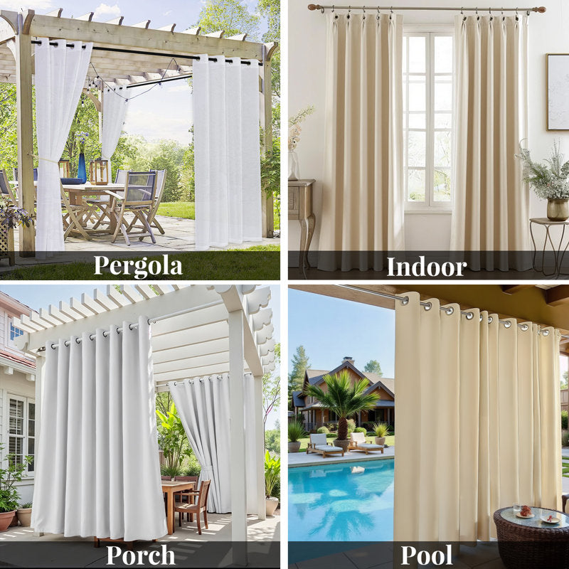Waterproof Outdoor Curtains - Thermal Blackout Drapes for Porch