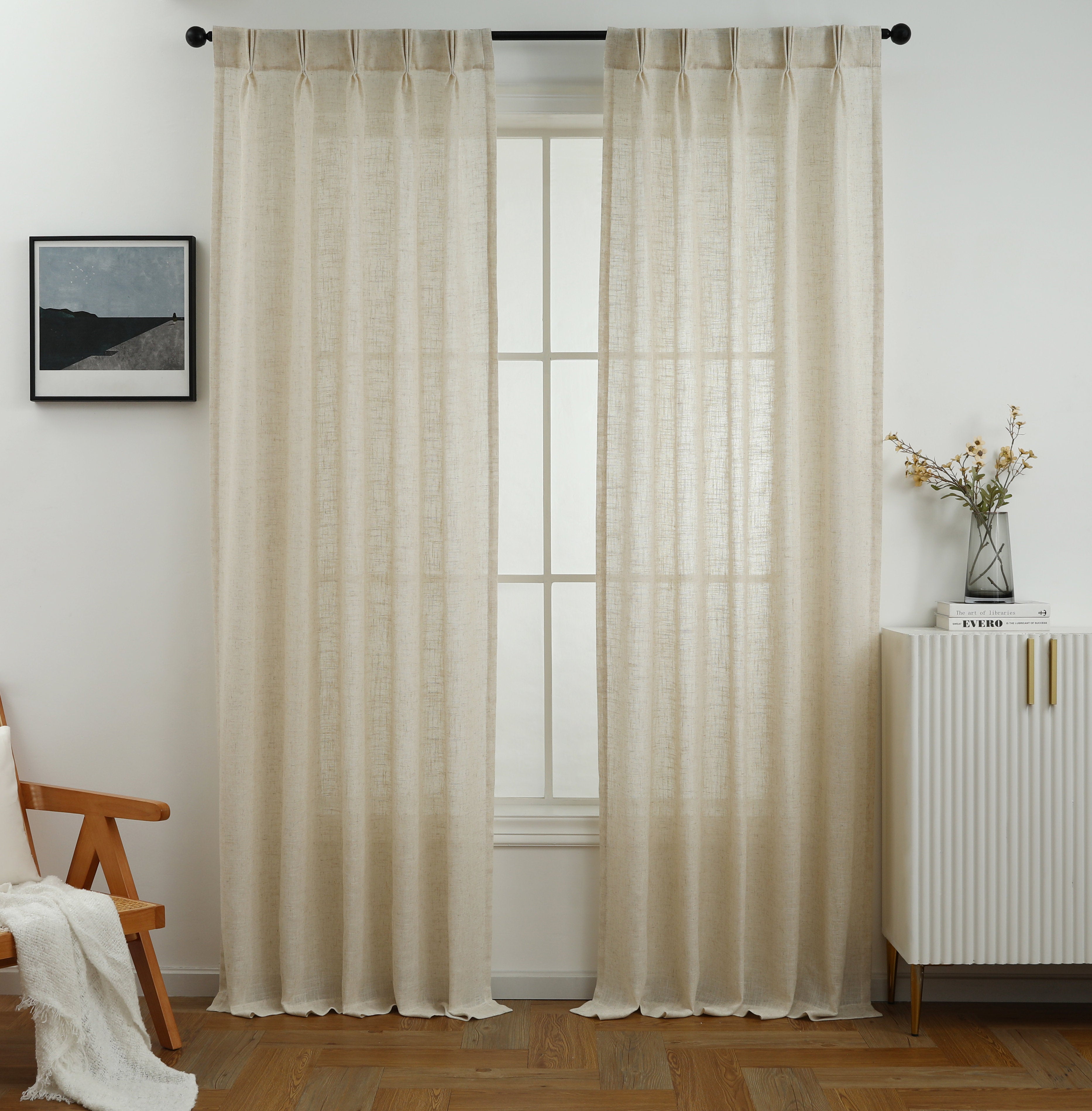 Linen Room Darkening Rod Pocket Curtain Panels - Set of 2