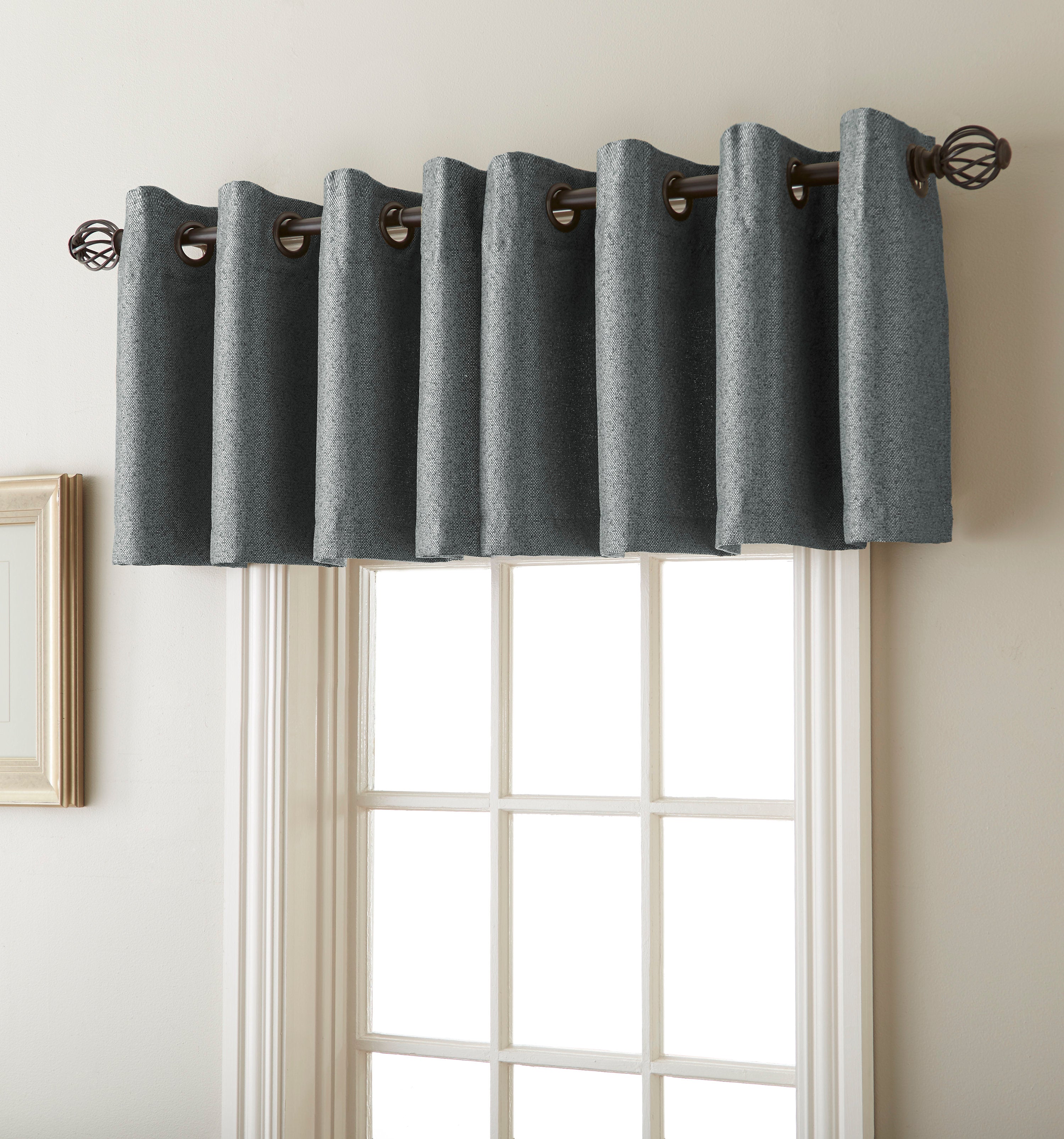 Rawson Basket Weave Jacquard Window Valance - Grommet Top Curtain