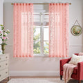Floral Embroidered Sheer Curtains - French Bordered Window Panels