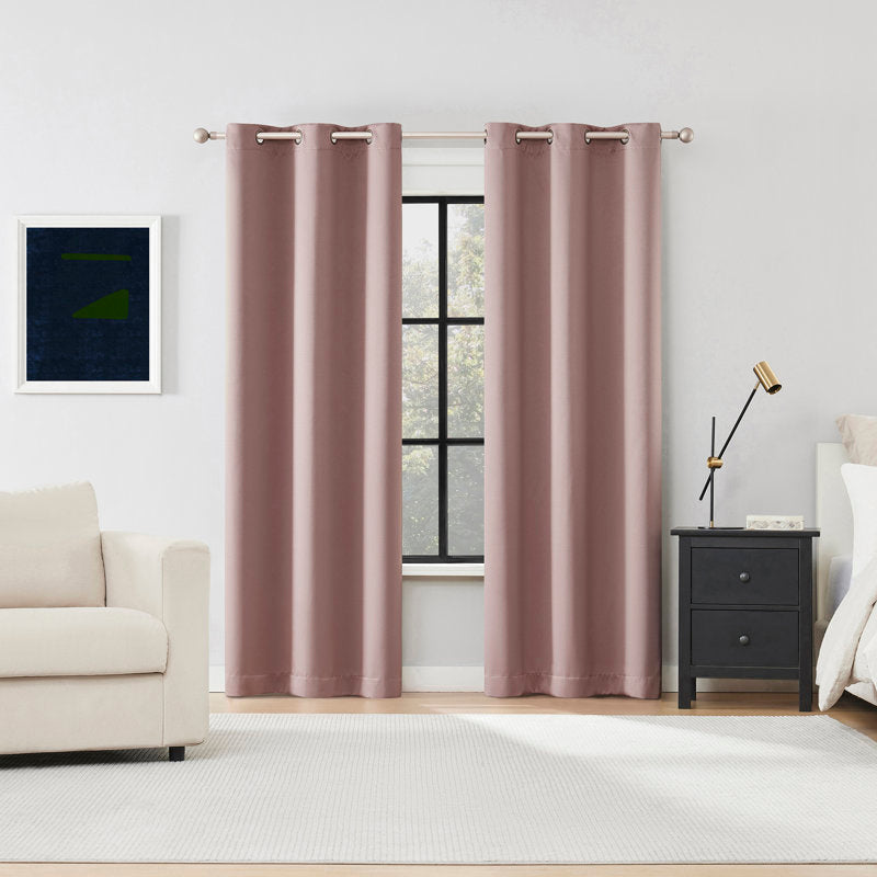 100% Blackout Magnetic Curtain Pair - Thermal Grommet Panels for Sleep