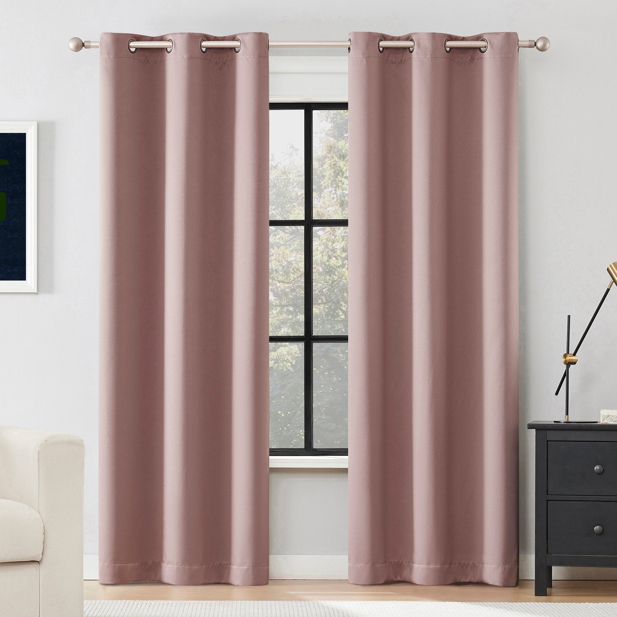 100% Blackout Magnetic Curtain Pair - Thermal Grommet Panels for Sleep