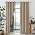 Faux Linen Total Blackout Curtains - Thermal Insulated Bedroom Drapes